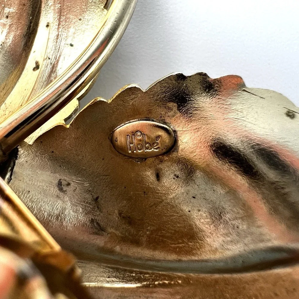 Hobe Gold Tone Flower Hair Clip French Barrette MCM Vintage RARE Please Read
